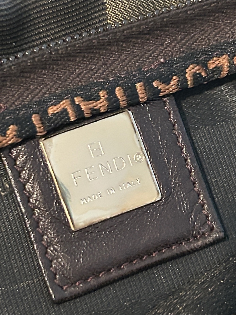 Fendi Pequin Foldable Tote | w/ Insert| Zip Top | Classic Stripe - Picture 10 of 16